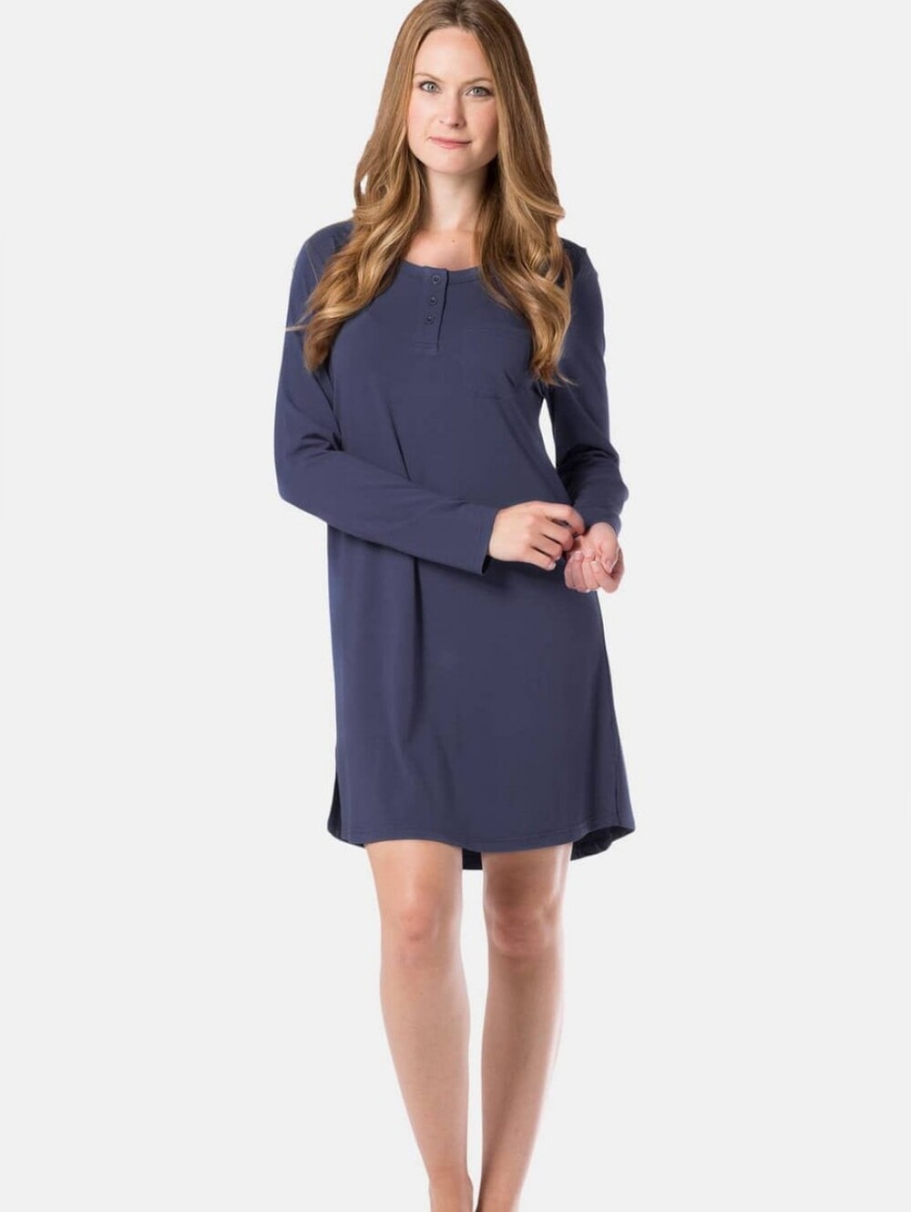 Fishers Finery Womens Blue Long  Sleeve T-shirt Dress Size Small